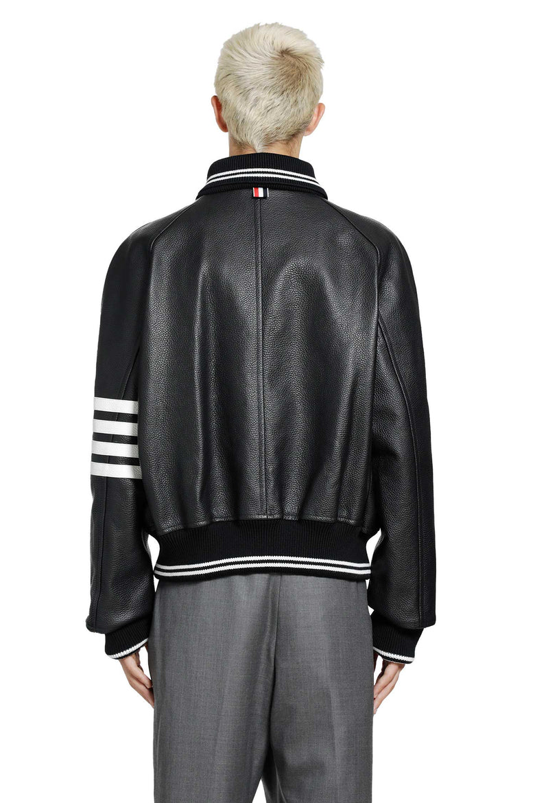 THOM BROWNE 4-Bar Leather Bomber man