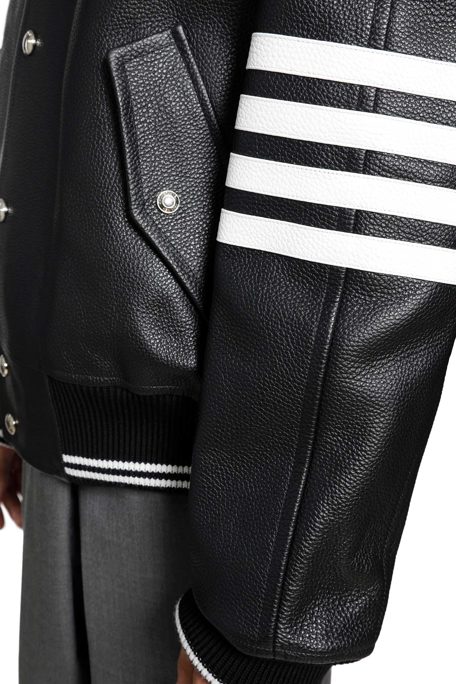 THOM BROWNE 4-Bar Leather Bomber man