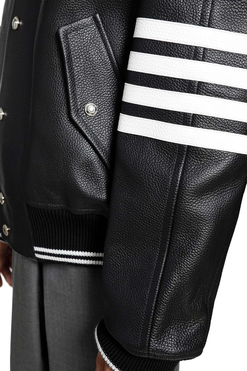 THOM BROWNE 4-Bar Leather Bomber man