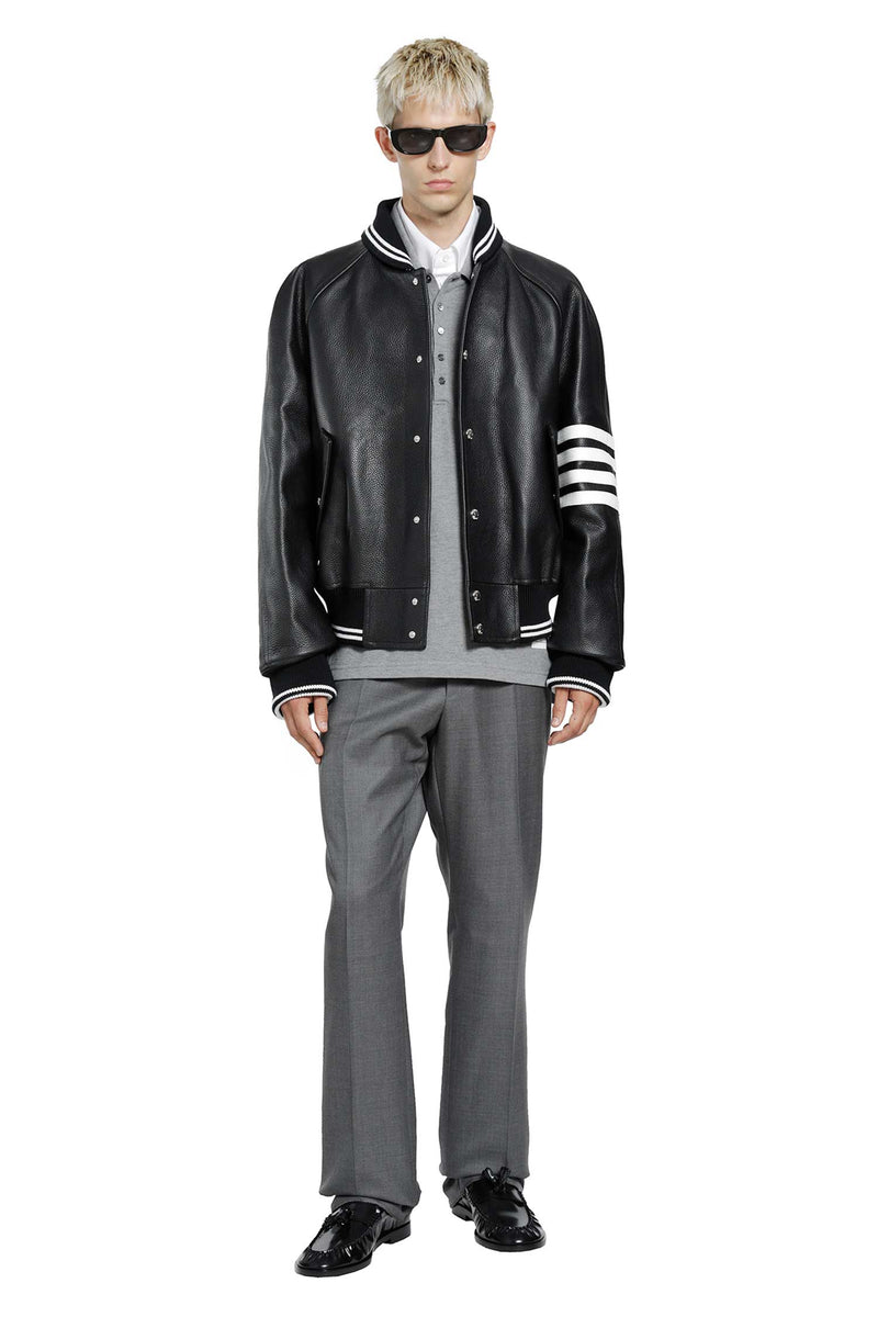 THOM BROWNE 4-Bar Leather Bomber man