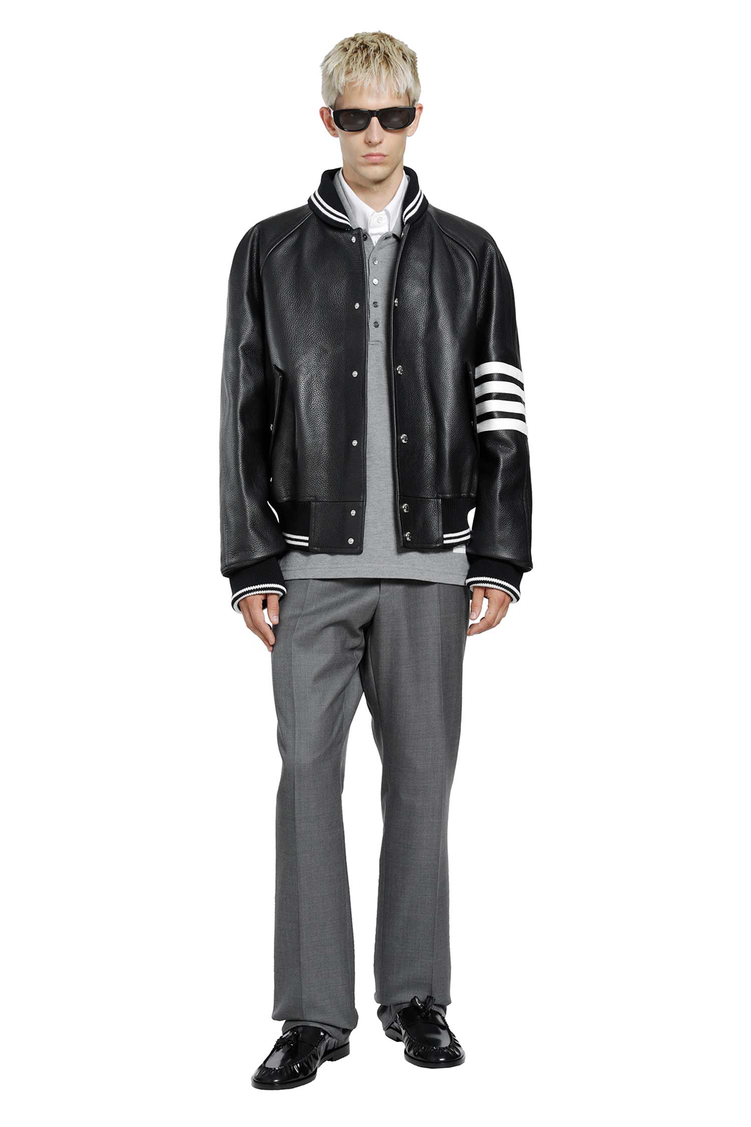 Cotton Piqué 4-Bar Long Sleeve Polo
