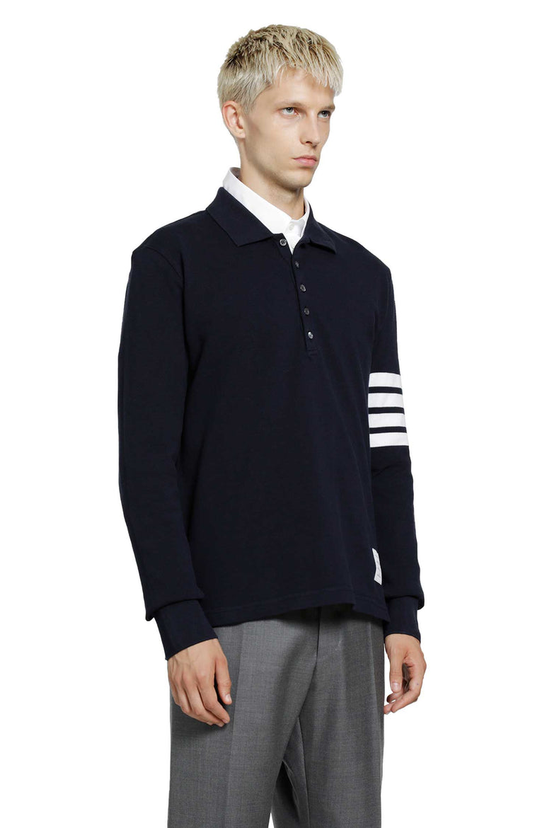 
              THOM BROWNE Cotton Piqué 4-Bar Long Sleeve Polo man
            