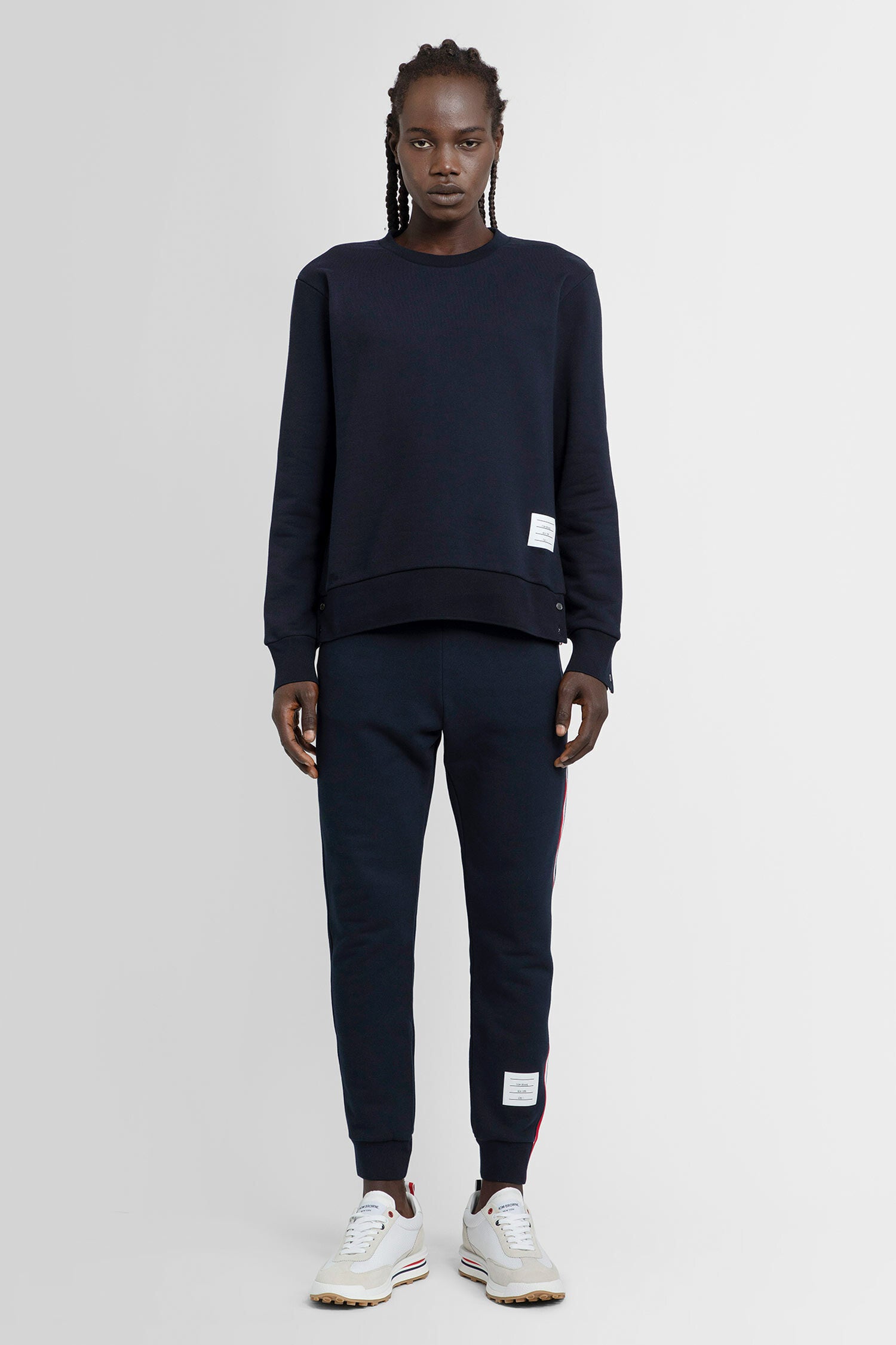 THOM BROWNE MAN BLUE TROUSERS