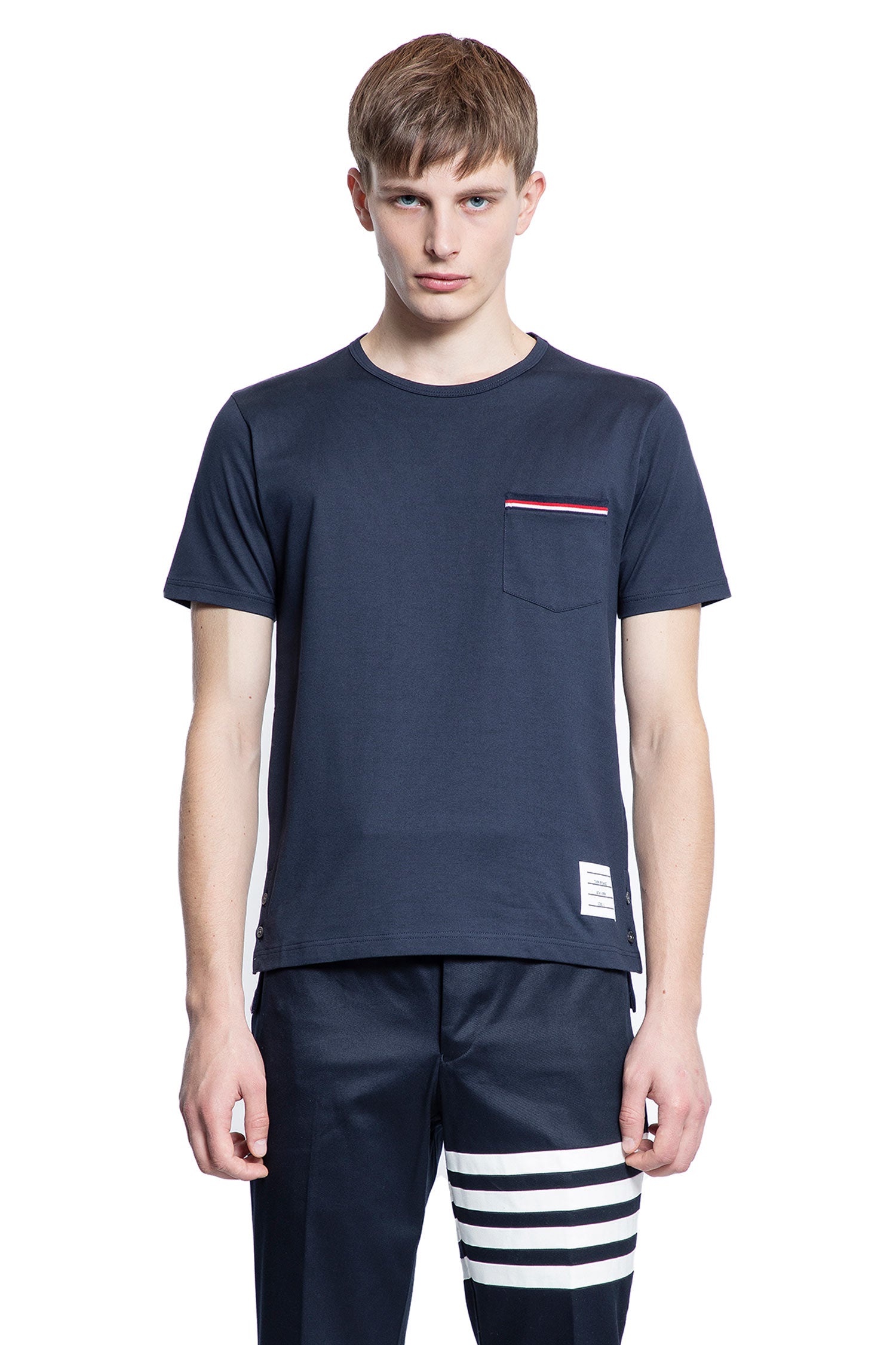 THOM BROWNE MAN BLUE T-SHIRTS & TANK TOPS