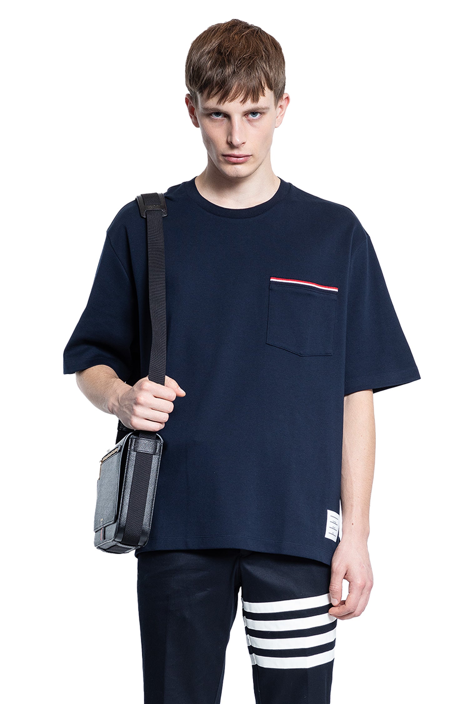 THOM BROWNE MAN BLUE T-SHIRTS & TANK TOPS