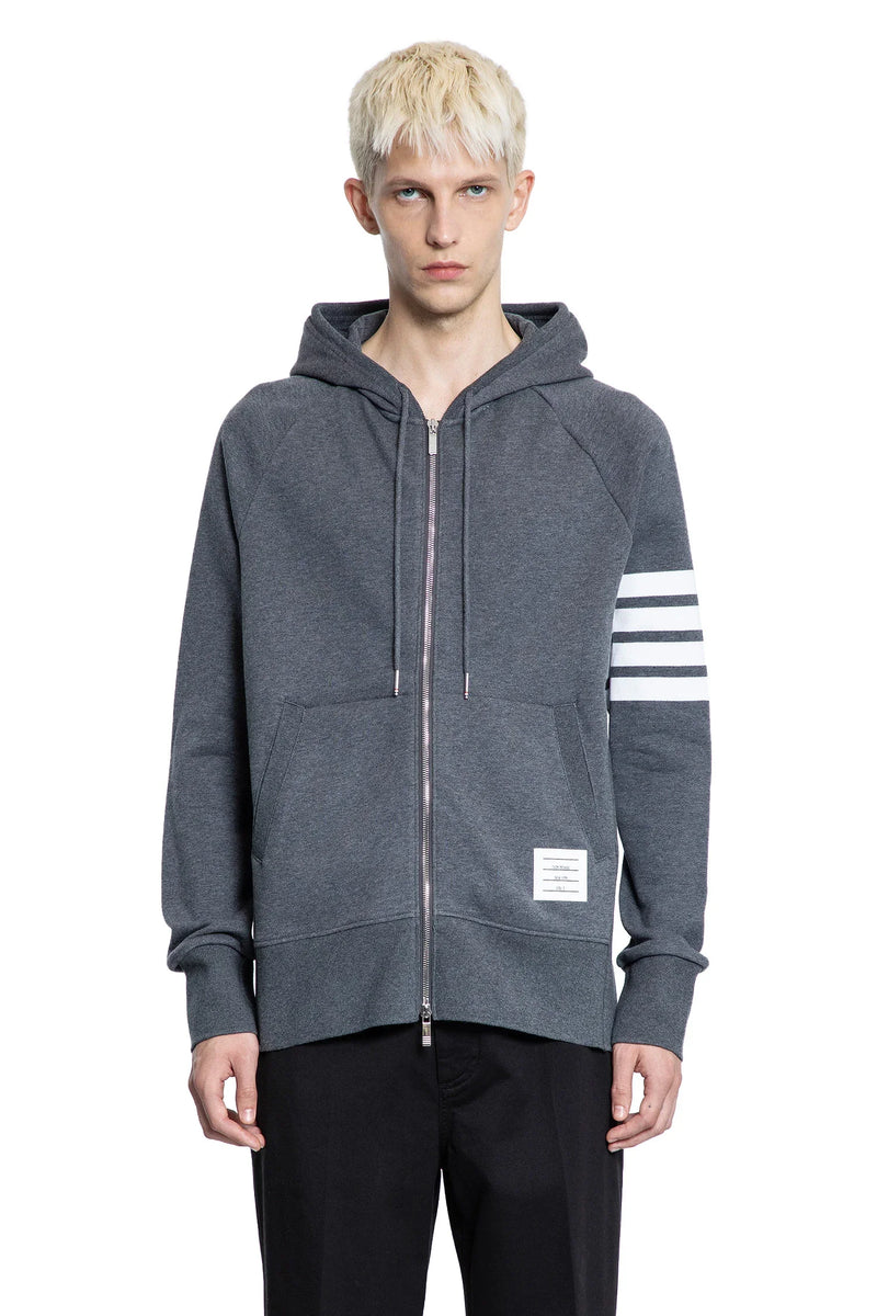 THOM BROWNE 4-Bar Zip-Up Hoodie in Classic Loopback man