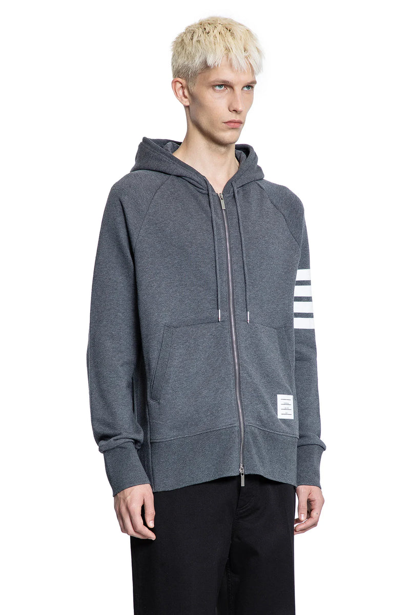 THOM BROWNE 4-Bar Zip-Up Hoodie in Classic Loopback man