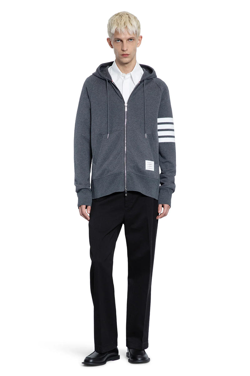 THOM BROWNE 4-Bar Zip-Up Hoodie in Classic Loopback man