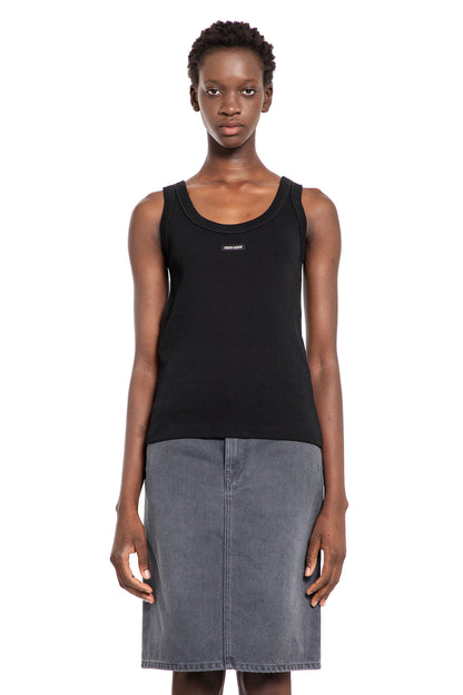 MIU MIU WOMAN BLACK T-SHIRTS & TANK TOPS