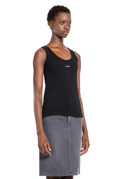 MIU MIU WOMAN BLACK T-SHIRTS & TANK TOPS