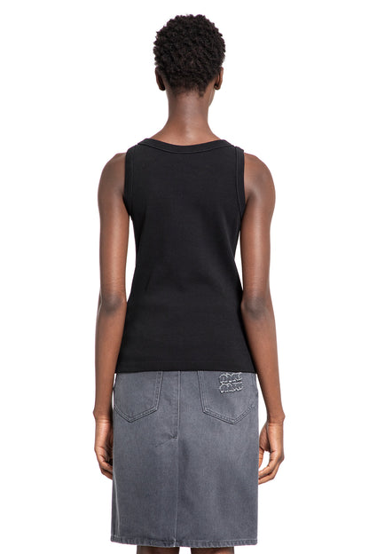 MIU MIU WOMAN BLACK T-SHIRTS & TANK TOPS