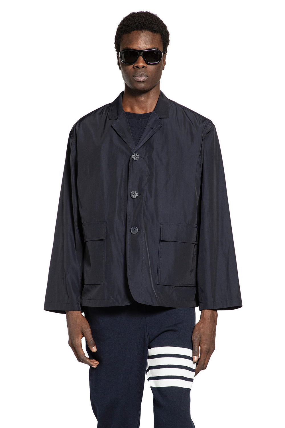 THOM BROWNE Packable Logo print jacket in man