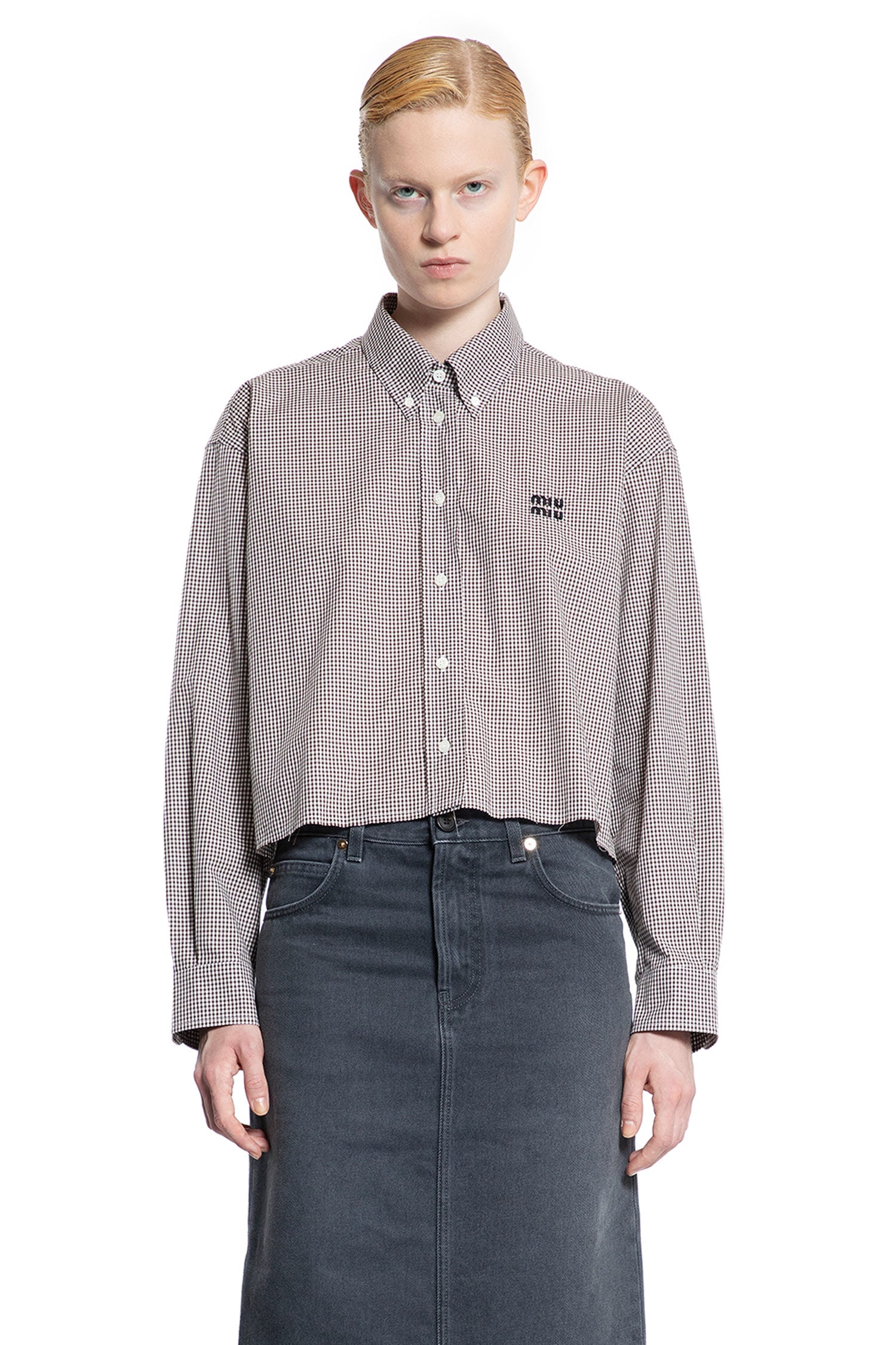 MIU MIU WOMAN BROWN SHIRTS