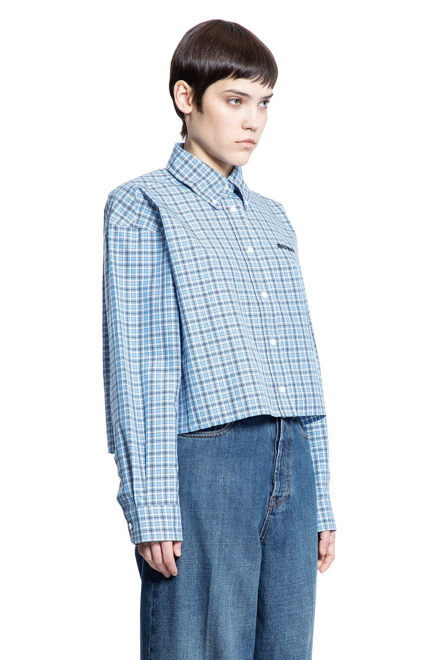 MIU MIU WOMAN BLUE SHIRTS