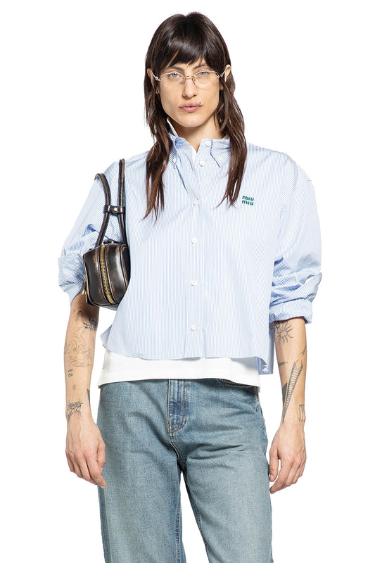 Pinstriped Cotton Cropped Shirt