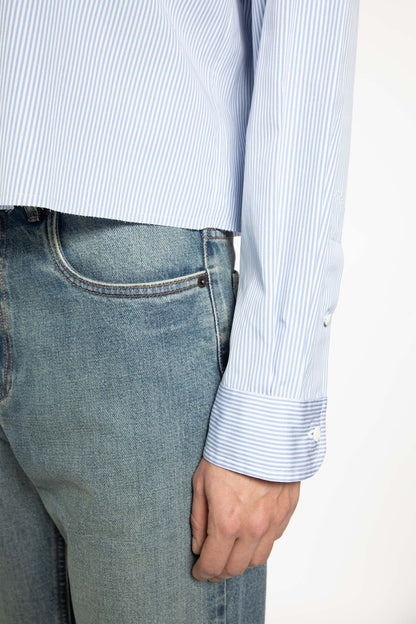 Pinstriped Cotton Cropped Shirt