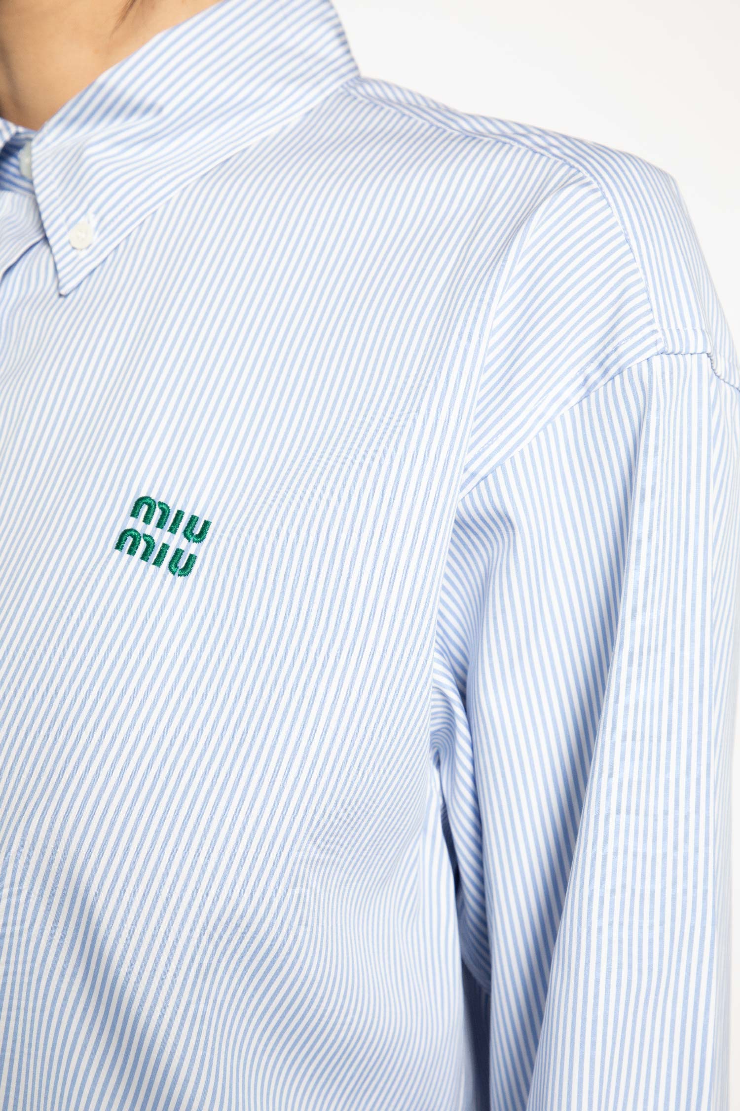 Pinstriped Cotton Cropped Shirt