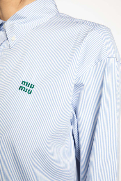 Pinstriped Cotton Cropped Shirt