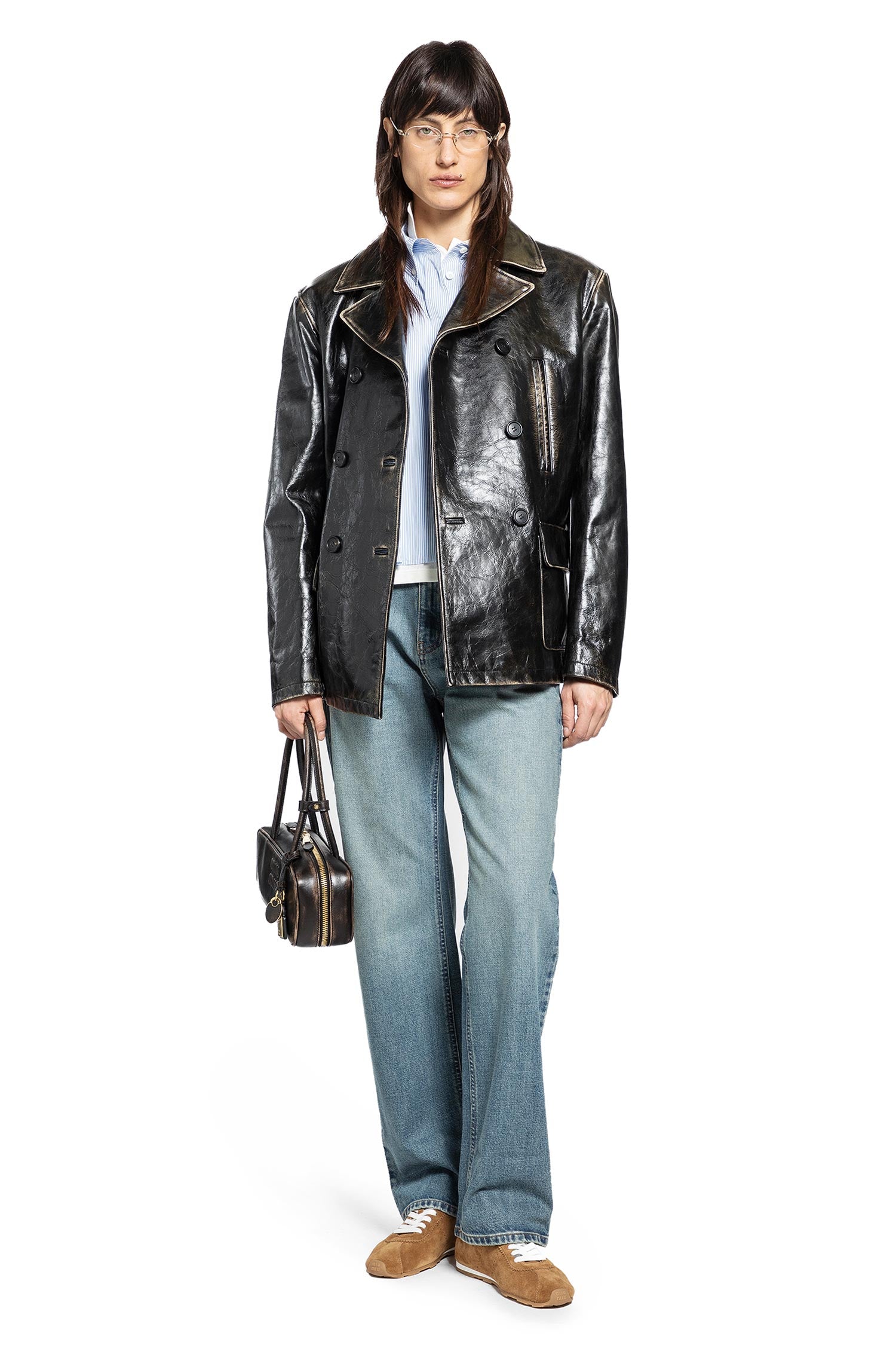 Pinstriped Cotton Cropped Shirt