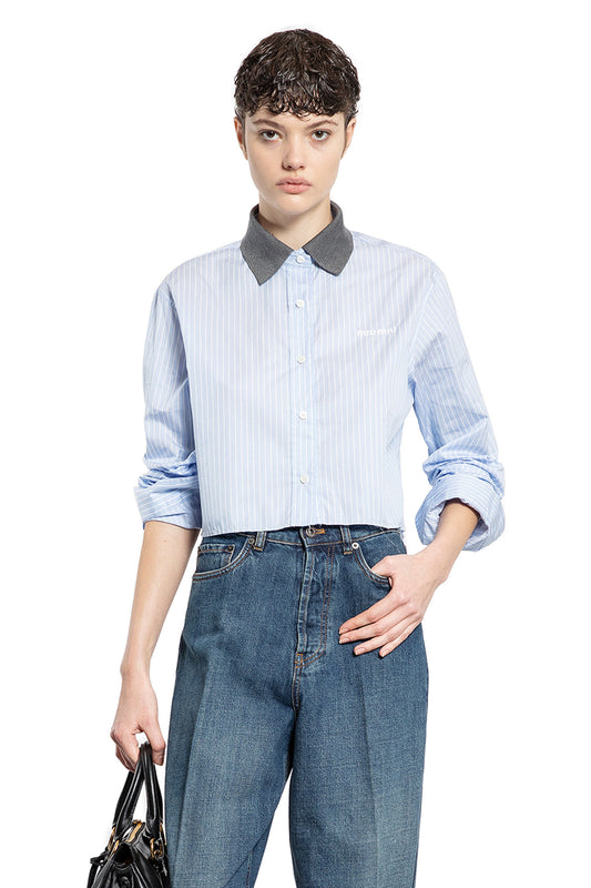 MIU MIU WOMAN BLUE SHIRTS