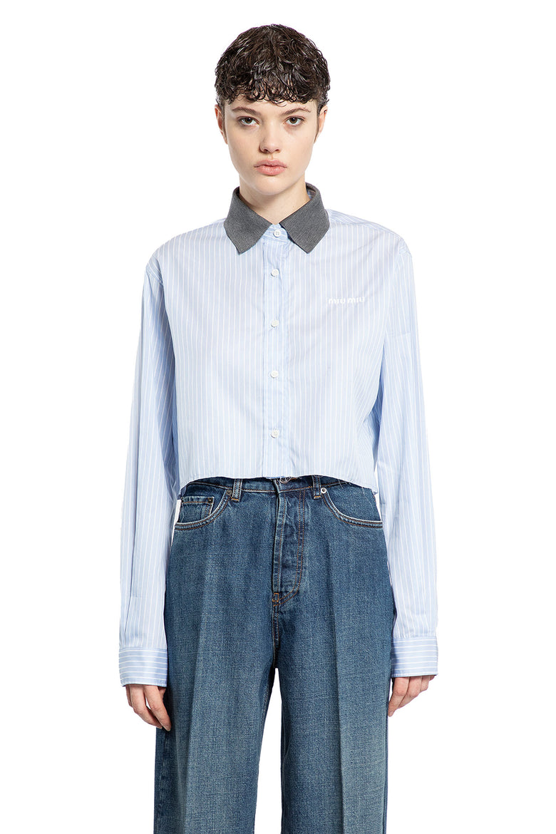 MIU MIU WOMAN BLUE SHIRTS