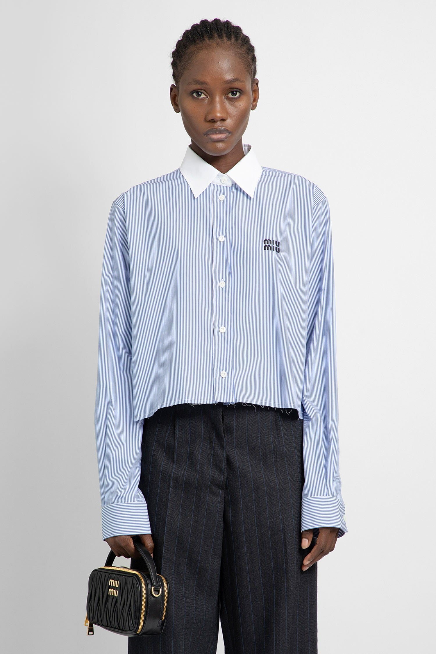 MIU MIU WOMAN BLUE SHIRTS