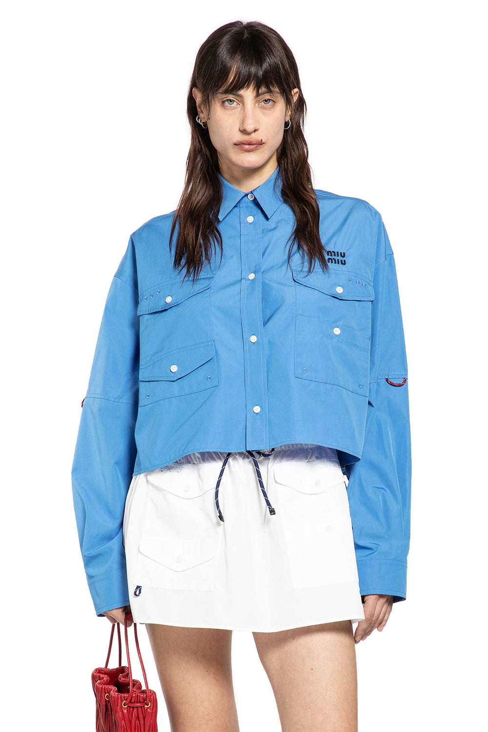 MIU MIU Cropped Poplin Shirt woman