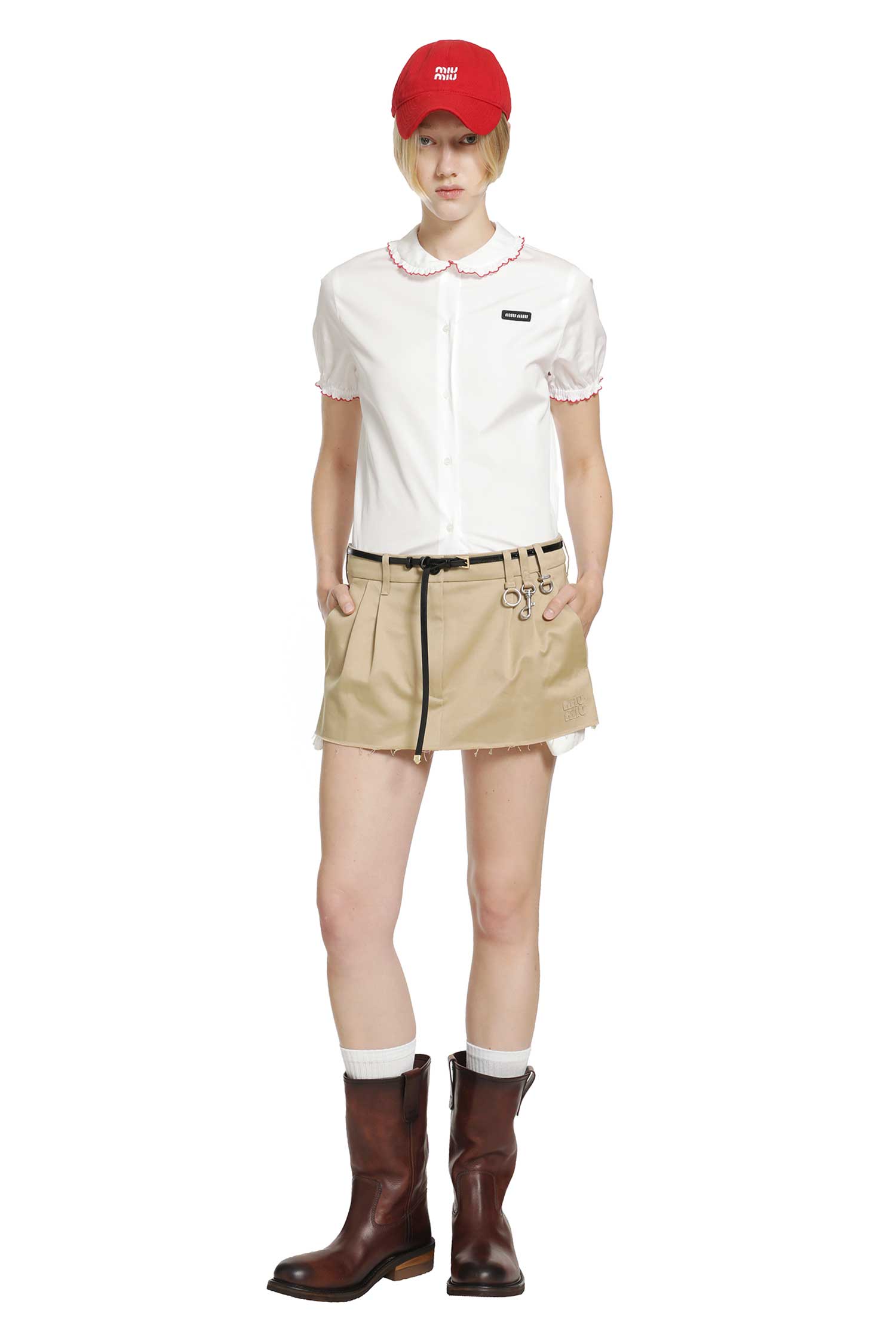 MIU MIU Embroidered Poplin Shirt woman