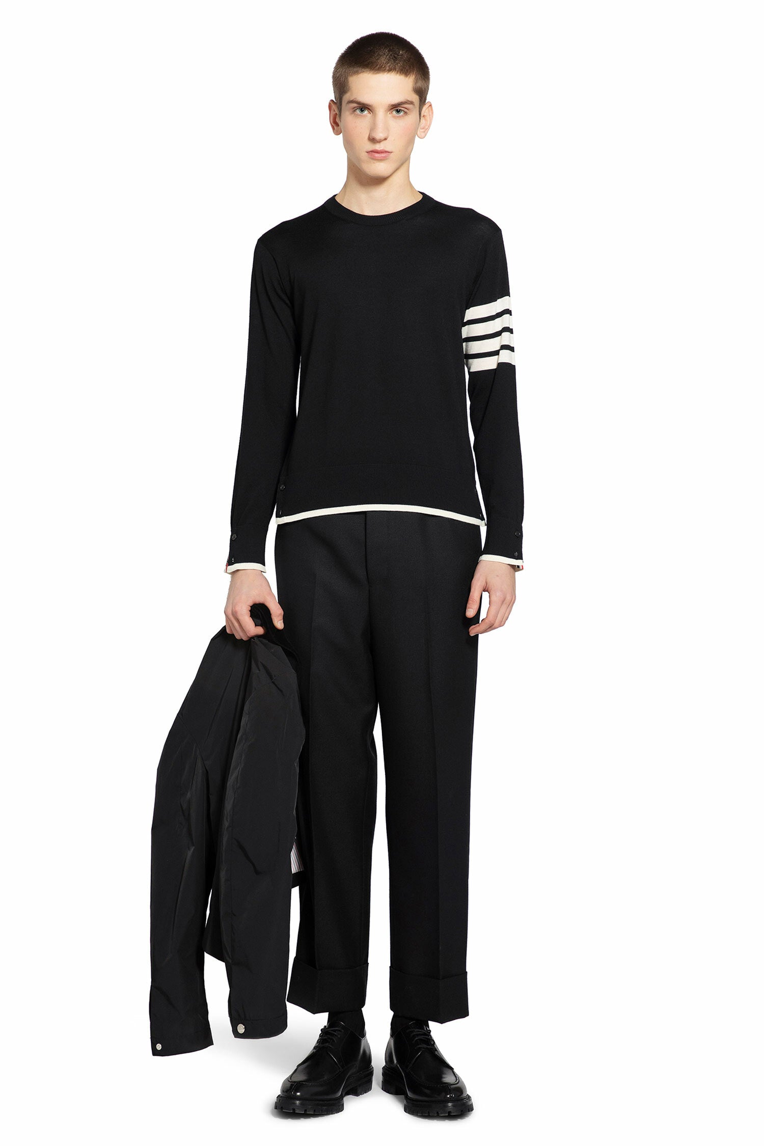 THOM BROWNE MAN BLACK KNITWEAR