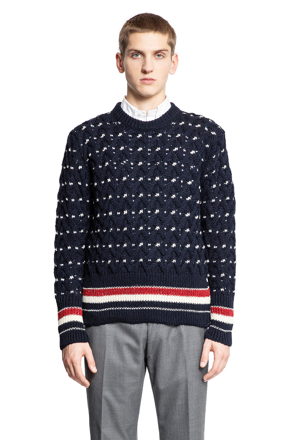 THOM BROWNE MAN BLUE KNITWEAR