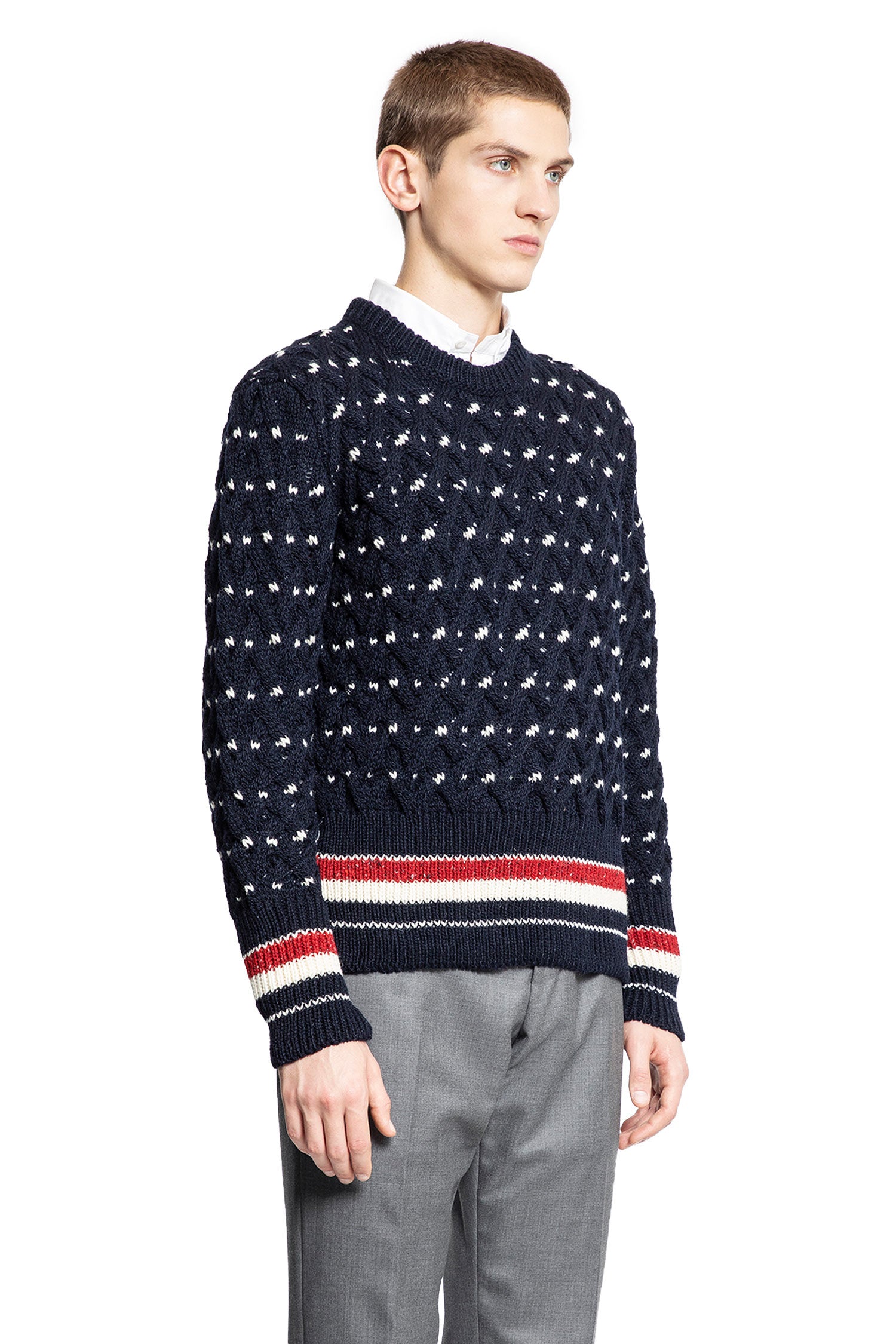 THOM BROWNE MAN BLUE KNITWEAR