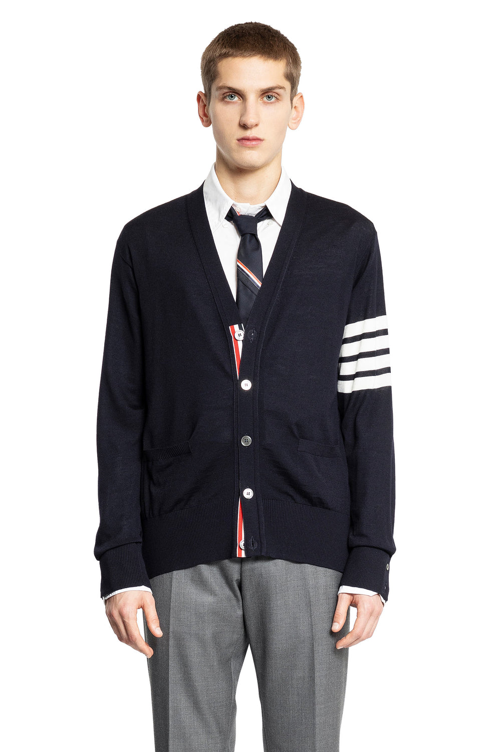 THOM BROWNE MAN BLUE KNITWEAR