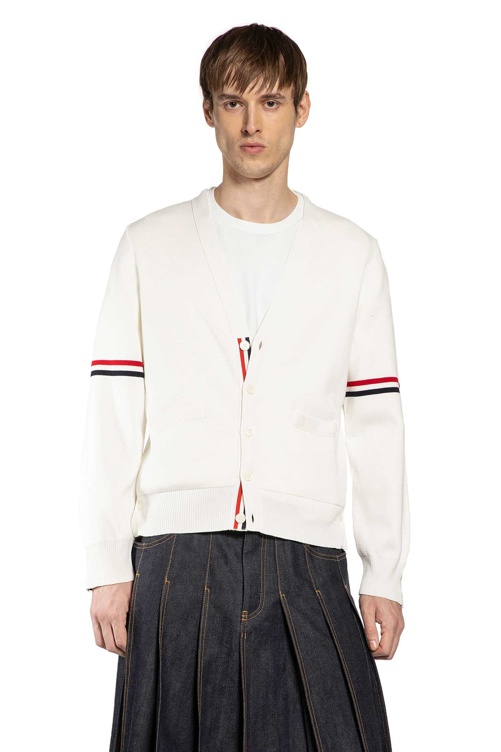 THOM BROWNE RWB Milano Stitch Cardigan man
