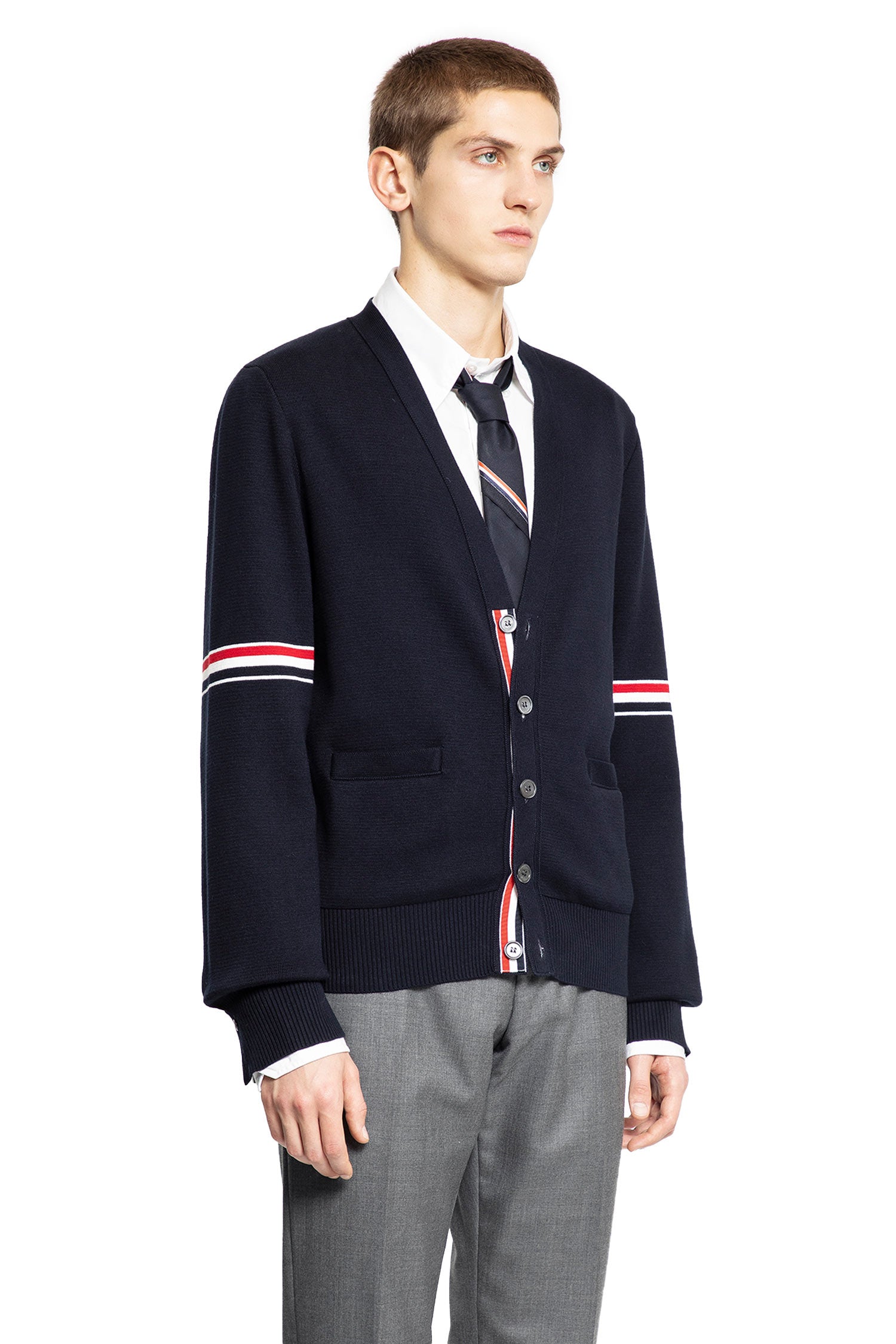 THOM BROWNE MAN BLUE KNITWEAR