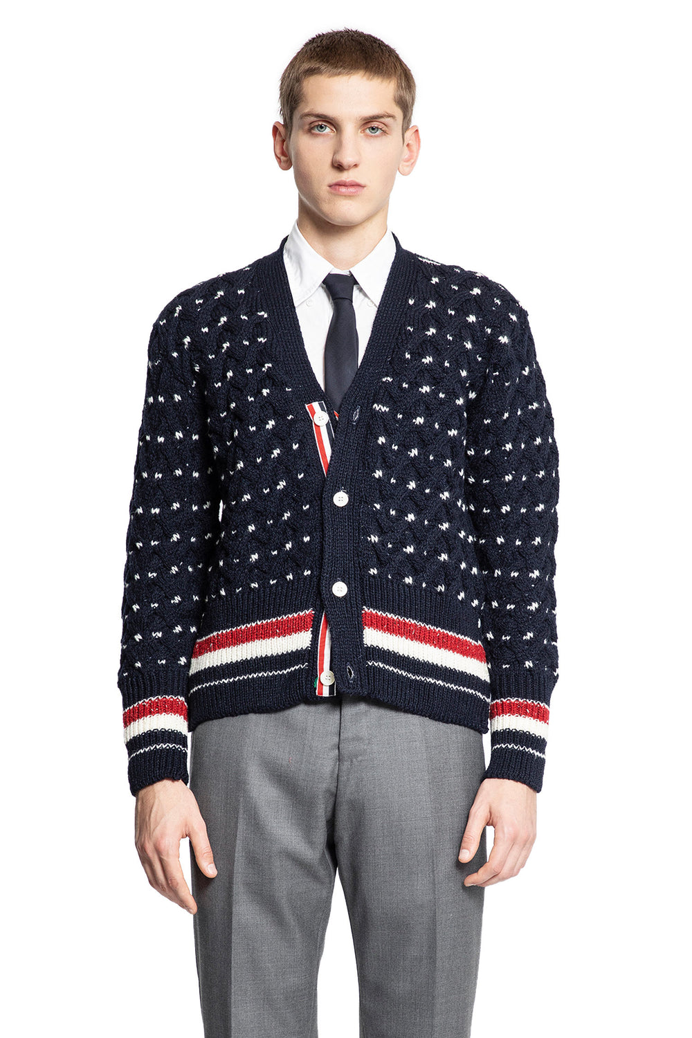 THOM BROWNE MAN BLUE KNITWEAR