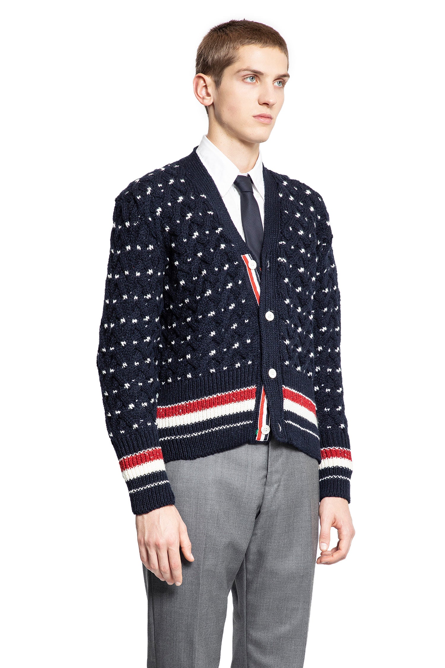 THOM BROWNE MAN BLUE KNITWEAR