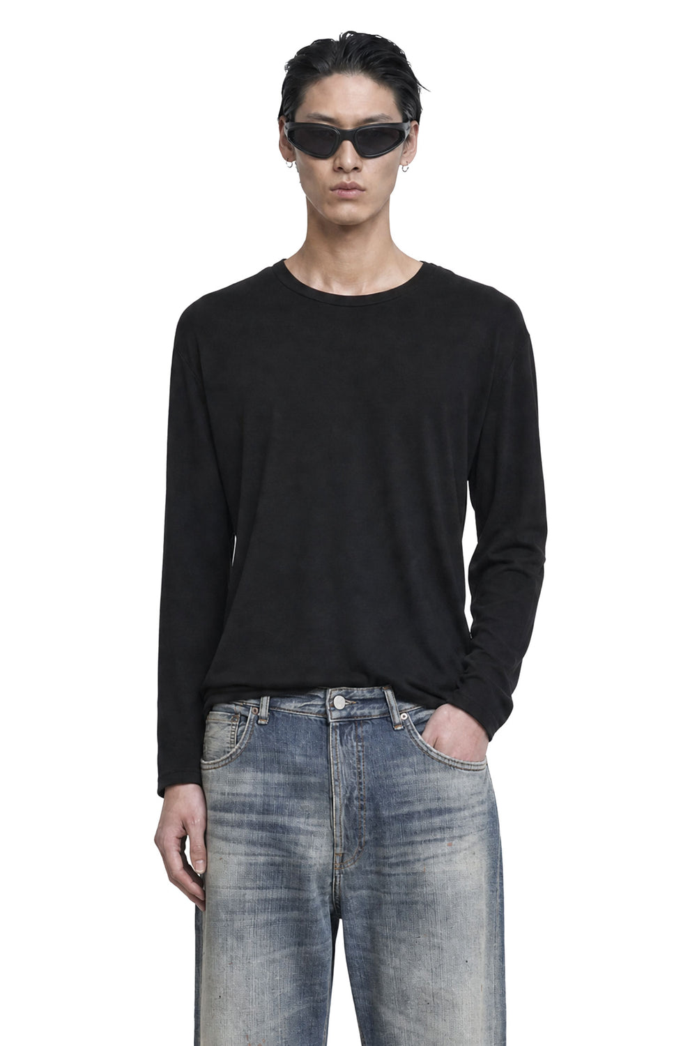 JAMES PERSE Shirttail Hem Long Sleeve T-Shirt man