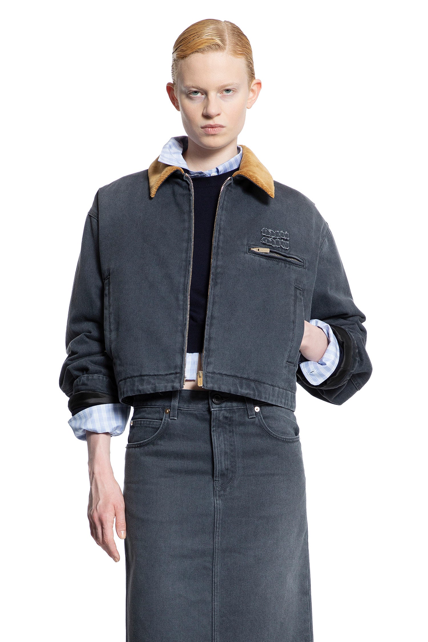 MIU MIU WOMAN GREY JACKETS