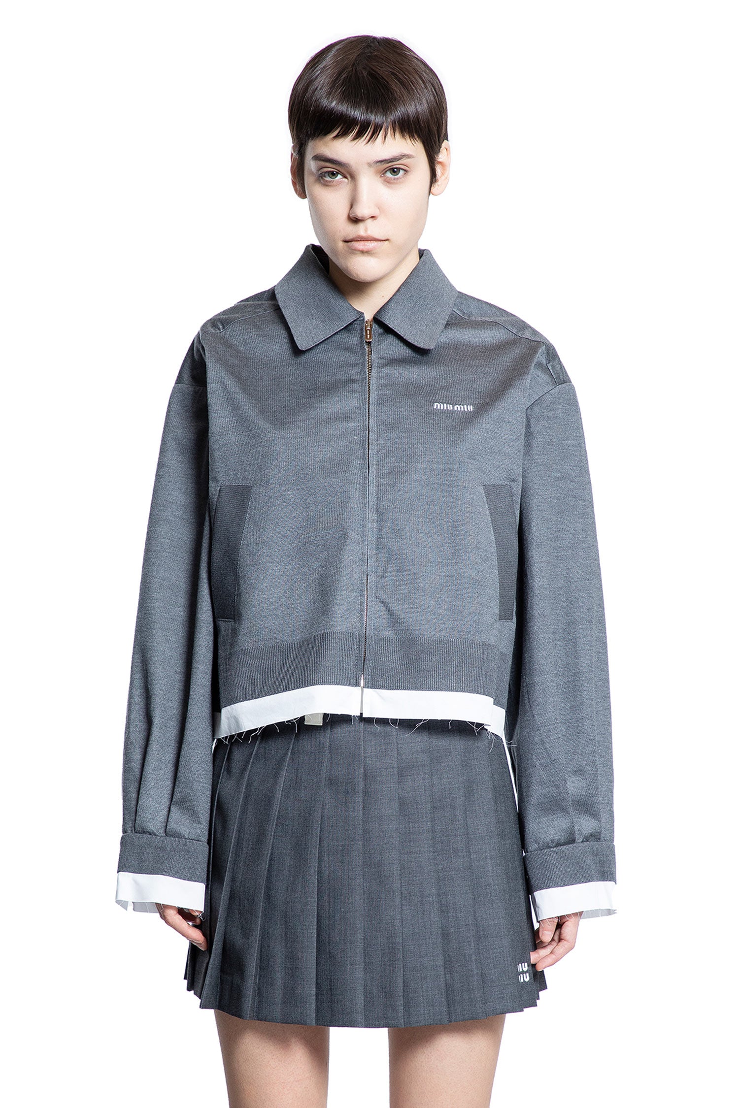 MIU MIU WOMAN GREY JACKETS