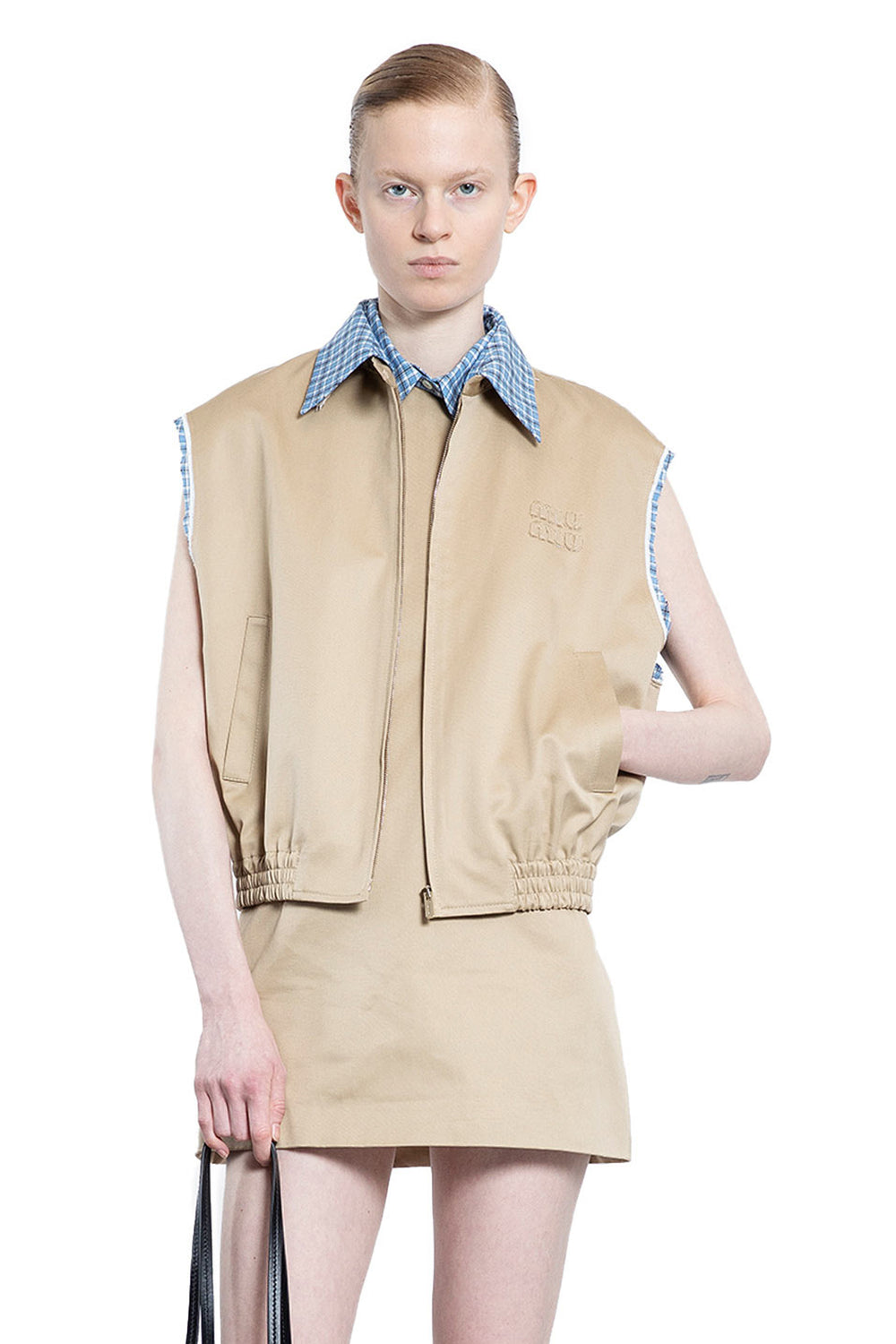 MIU MIU WOMAN BEIGE VESTS