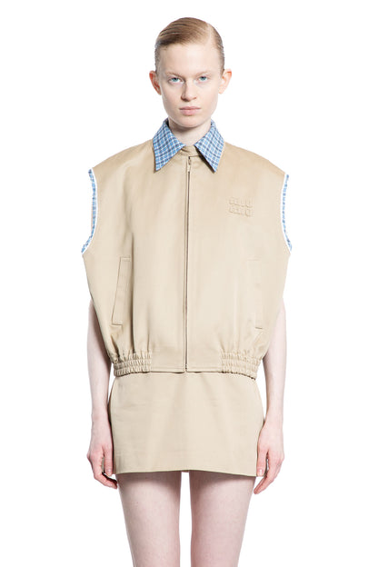 MIU MIU WOMAN BEIGE VESTS