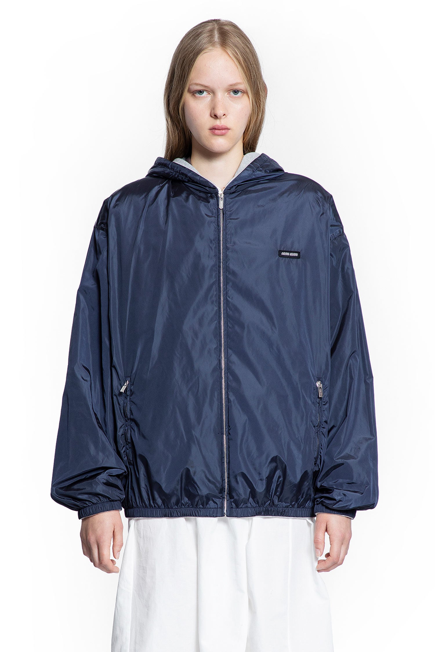 Jersey and Technical Pongé Blouson Jacket