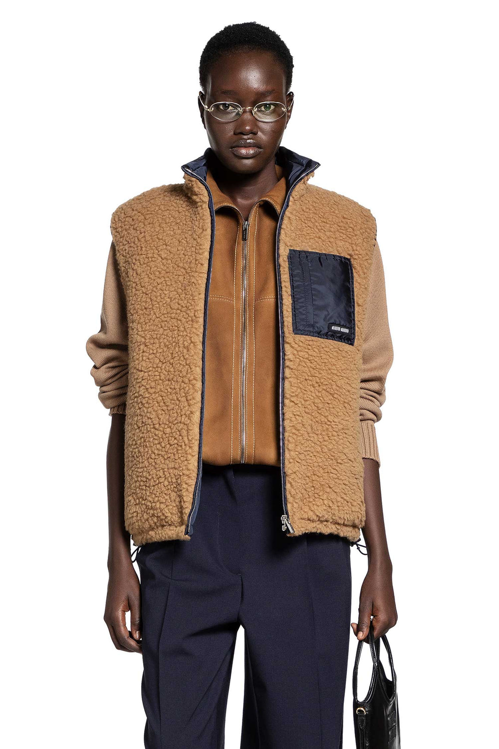 MIU MIU Technical Pongé Teddy Down Vest woman