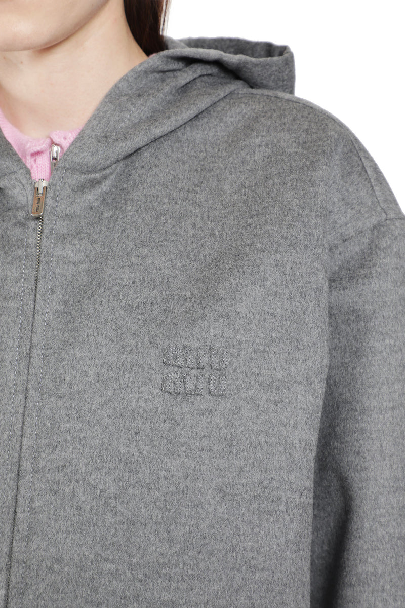 MIU MIU Cashmere Wool Zip-Up Hoodie woman