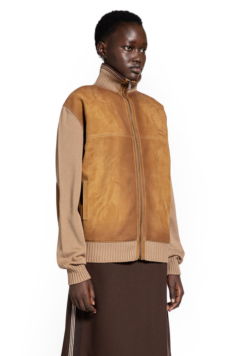 Wool and Leather Zip-Up Sweater