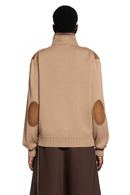 Wool and Leather Zip-Up Sweater