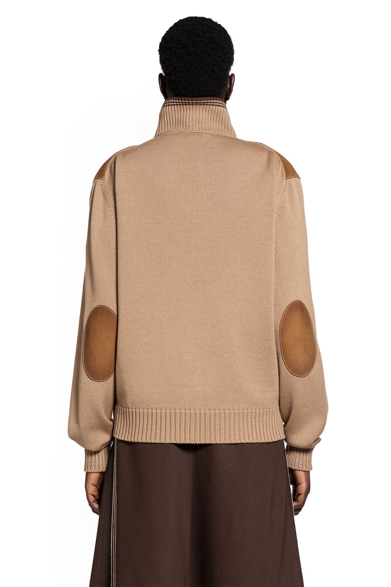 Wool and Leather Zip-Up Sweater