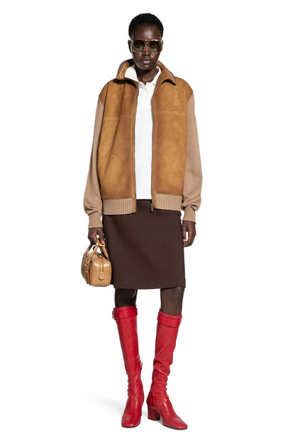 Wool and Leather Zip-Up Sweater