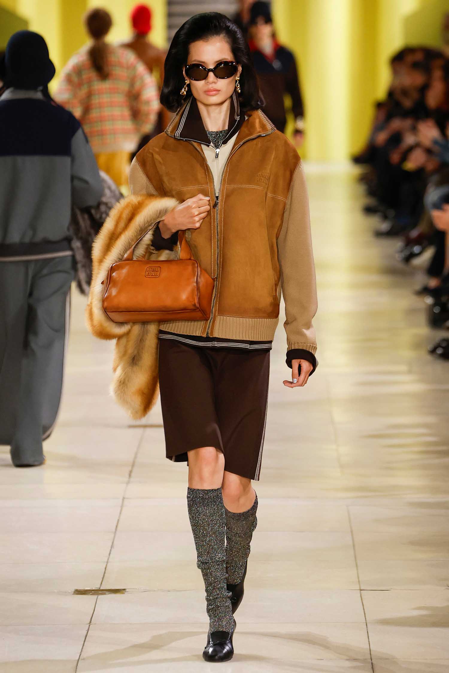 Wool and Leather Zip-Up Sweater