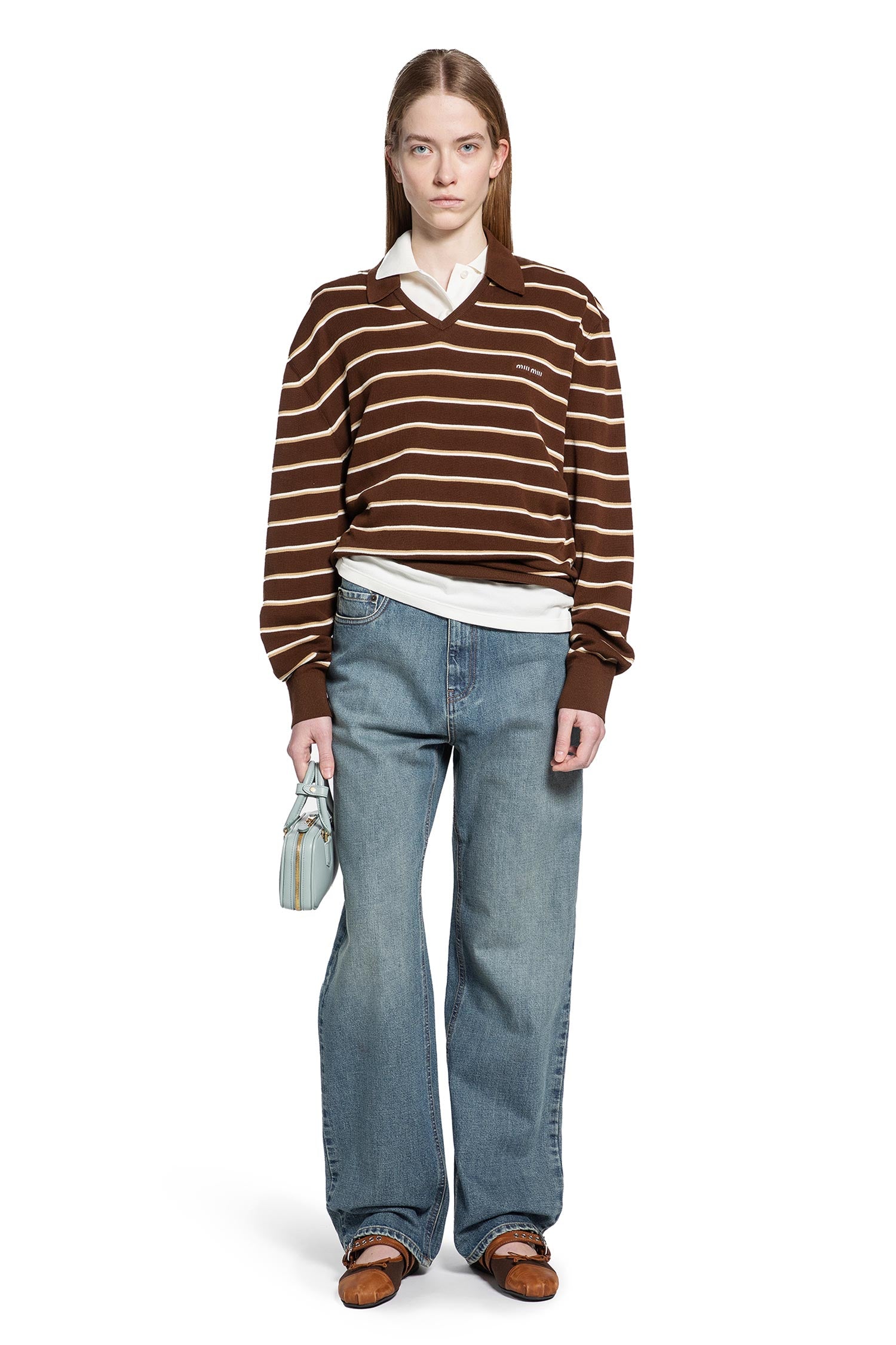 Striped V-Neck Long Sleeve T-Shirt